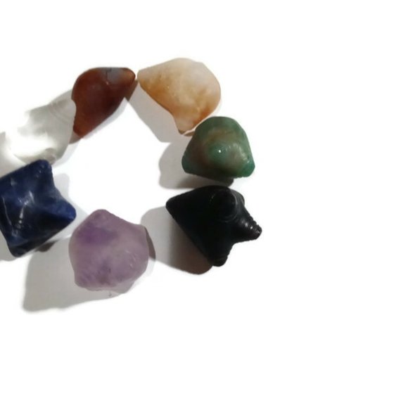 Chumpi Set Carved in Peruvian Stone 7 Aligned Chakras, 1-7 Points